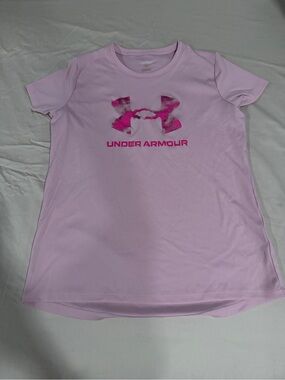 Under Armour Light Pink Tee with Hot Pink Logo